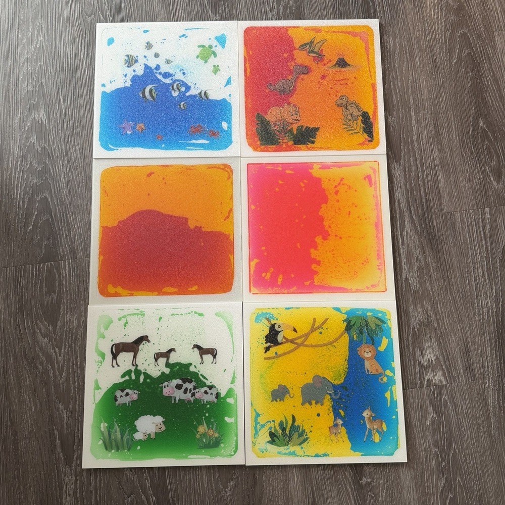 Liquid Sensory Square Floor Tiles Tactile Sensory Toy Autism Colorful Set of 6